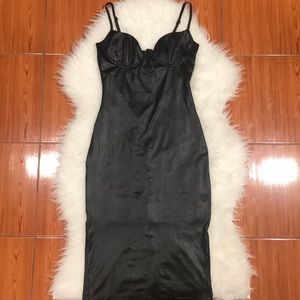 Fashion Nova Black faux leather midi dress